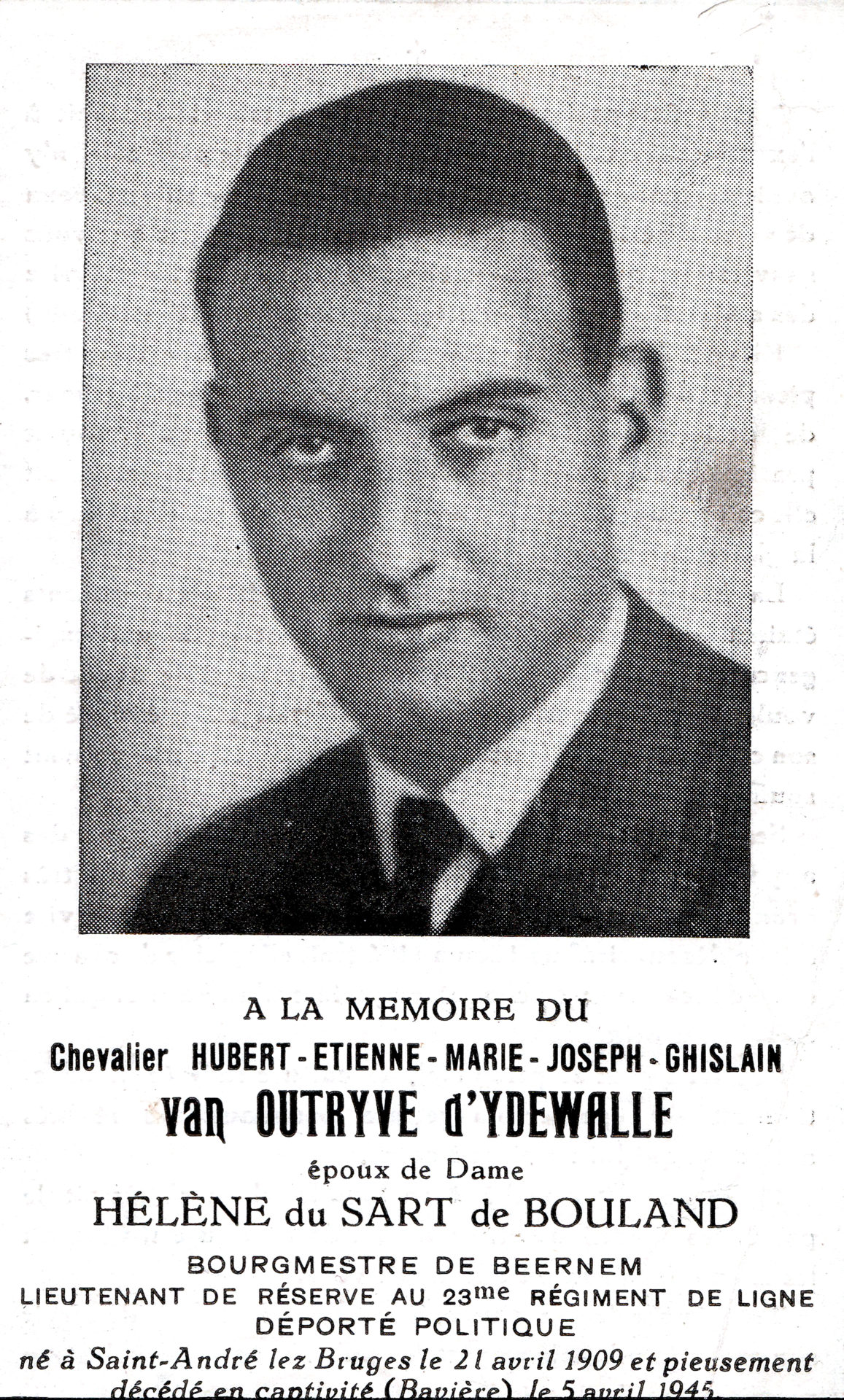 souvenir mortuaire hubert d ydewalle